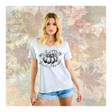 V-Neck Tee Pumpkin Give Thanks