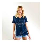V-Neck Tee Hopes Flower and Leaves