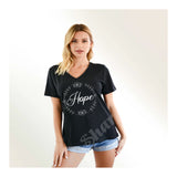 V-Neck Tee Hopes Flower and Leaves
