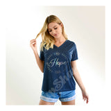 V-Neck Tee Hopes Flower and Leaves