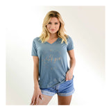 V-Neck Tee Hopes Flower and Leaves