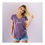 V-Neck Tee Jesus Word Side by Side