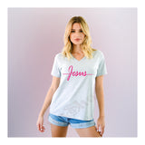 V-Neck Tee Jesus Word Side by Side