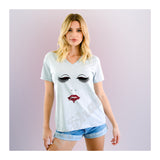 V-Neck Tee Lips & Eyes