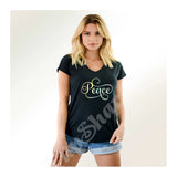 V-Neck Tee Peace Word