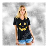 V-Neck Tee Pumpkin Bad Face