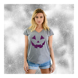 V-Neck Tee Pumpkin Bad Face