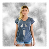 V-Neck Tee Scary Face