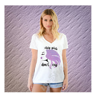 V-Neck Tee Big Girls don't Cry