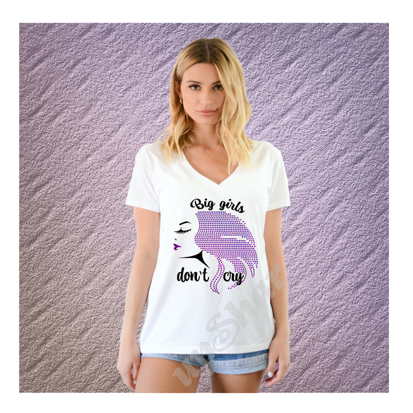 V-Neck Tee Big Girls don't Cry
